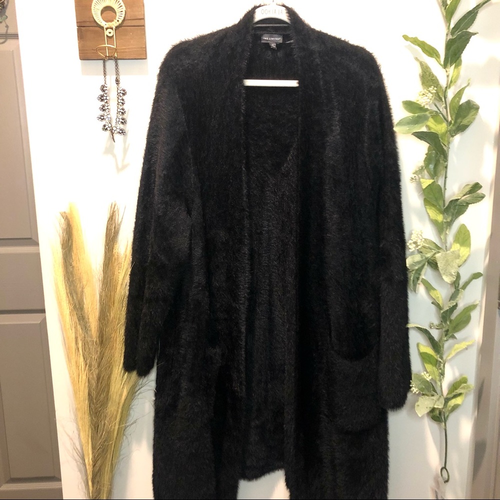 The Limited Black Eyelash Long Cardigan